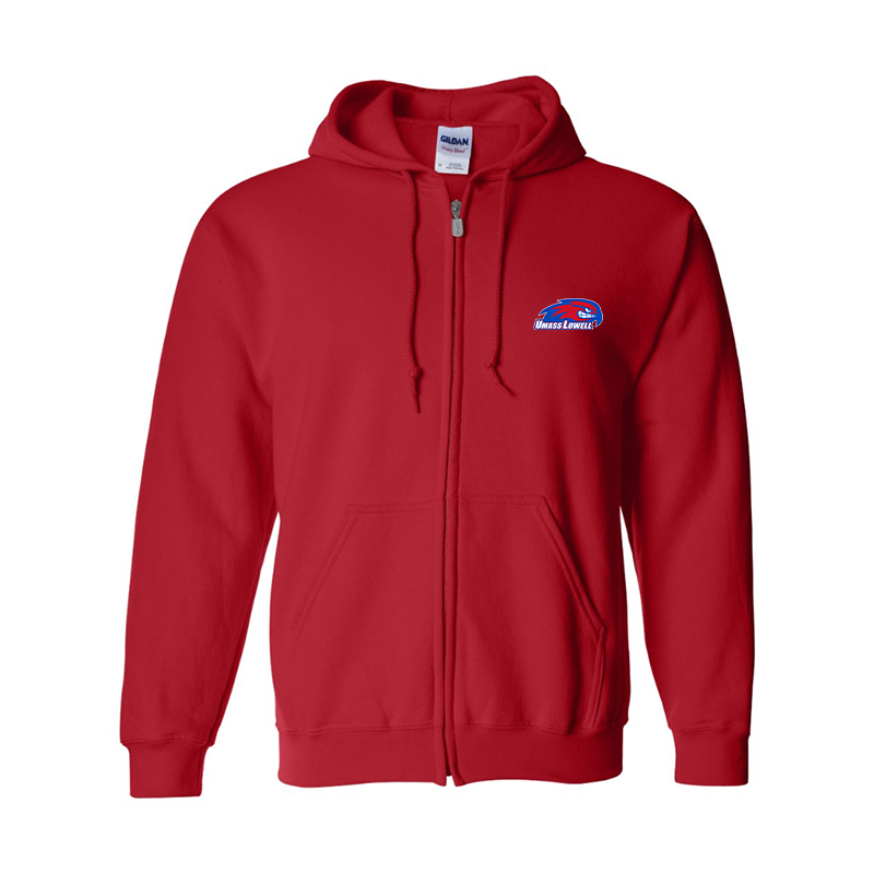Men's  UMass Lowell River Hawks Gildan  Heavy Blend Full Zip Hooded Sweatshirt